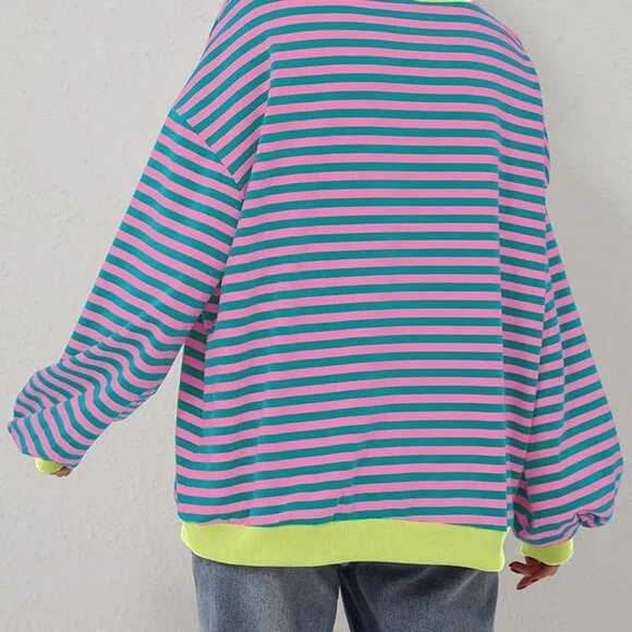 Oversized Striped Neon Sweater - Picture 6 of 14